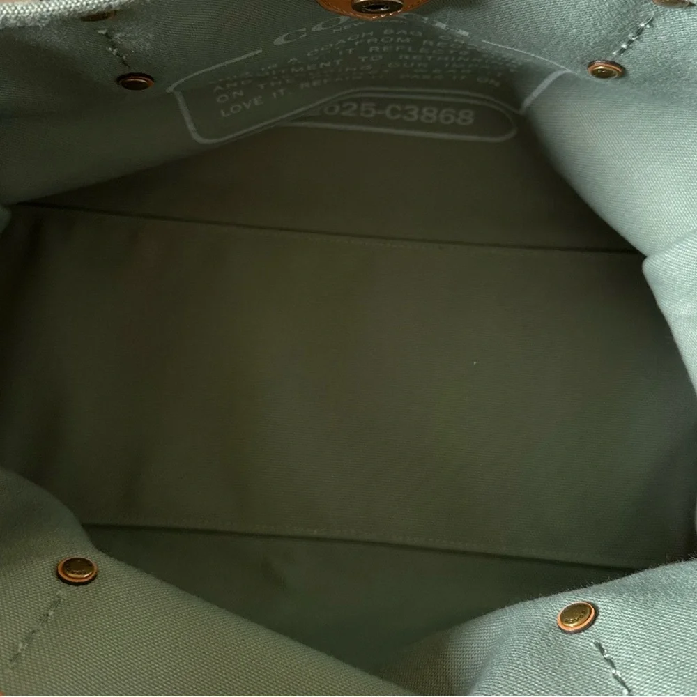 Coach Recycling Makes Me Feel Good Tote 30 Bag New Color: Brass/Iceberg Green